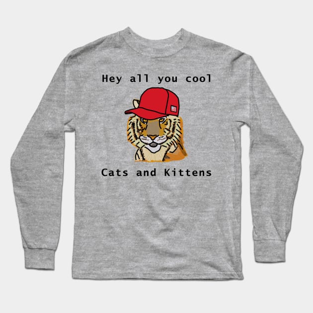 Cool Tiger Wearing Red Hat Memes Long Sleeve T-Shirt by ellenhenryart